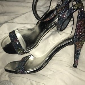 Multicolored sparkly heels